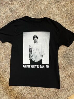 Black Eminem Y2K Men's Graphic Band Tee  - Whatever You Say I Am XL